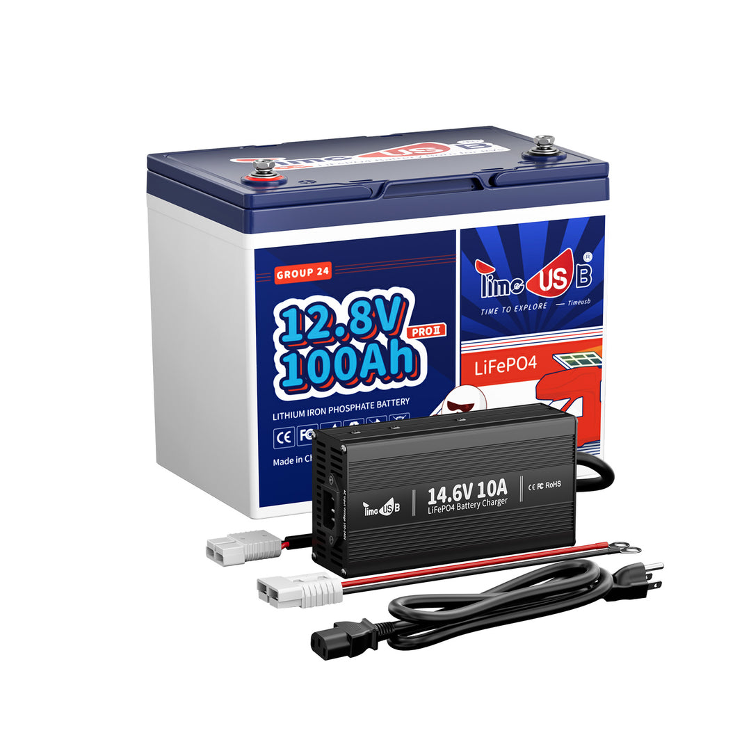 Timeusb 12V 100Ah Group 24 LiFePO4 RV Battery