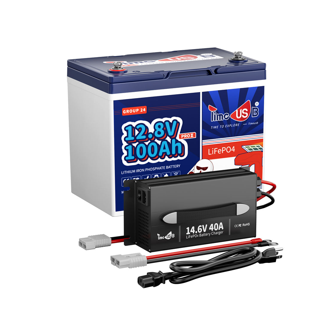 Timeusb 12V 100Ah Group 24 LiFePO4 RV Battery
