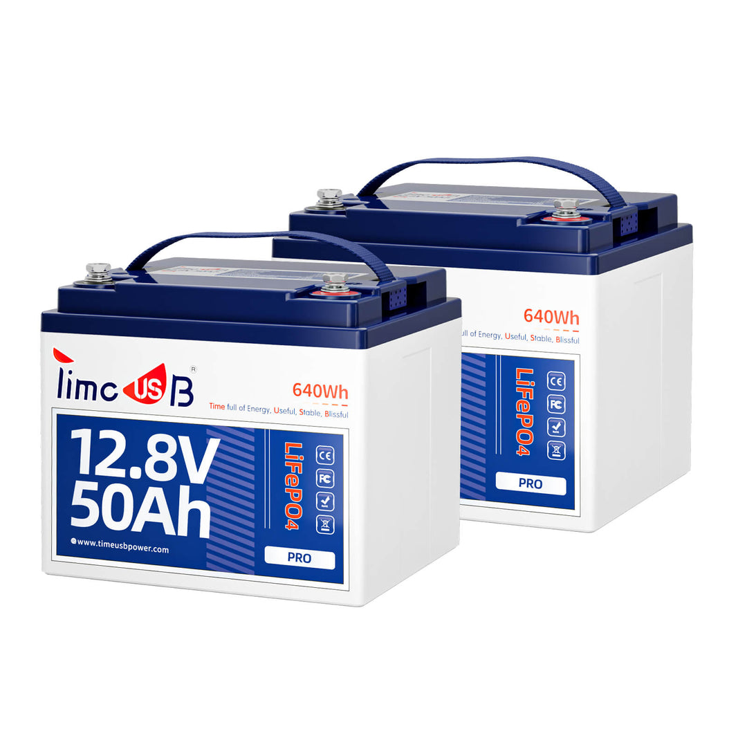 2 Pack Timeusb 12V 50Ah Lithium Battery Pro