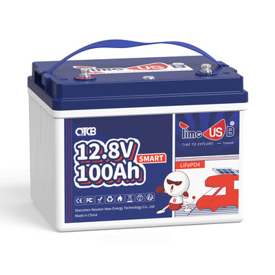Second-hand Timeusb 12V 100Ah Smart LiFePO4 Battery, 1280Wh & 100A BMS