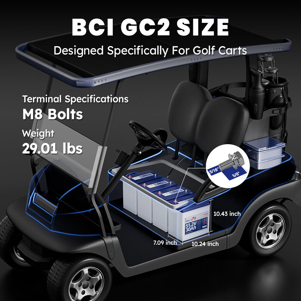 dimension, size, and weight of Timeusb 48V 30Ah Golf Cart Battery