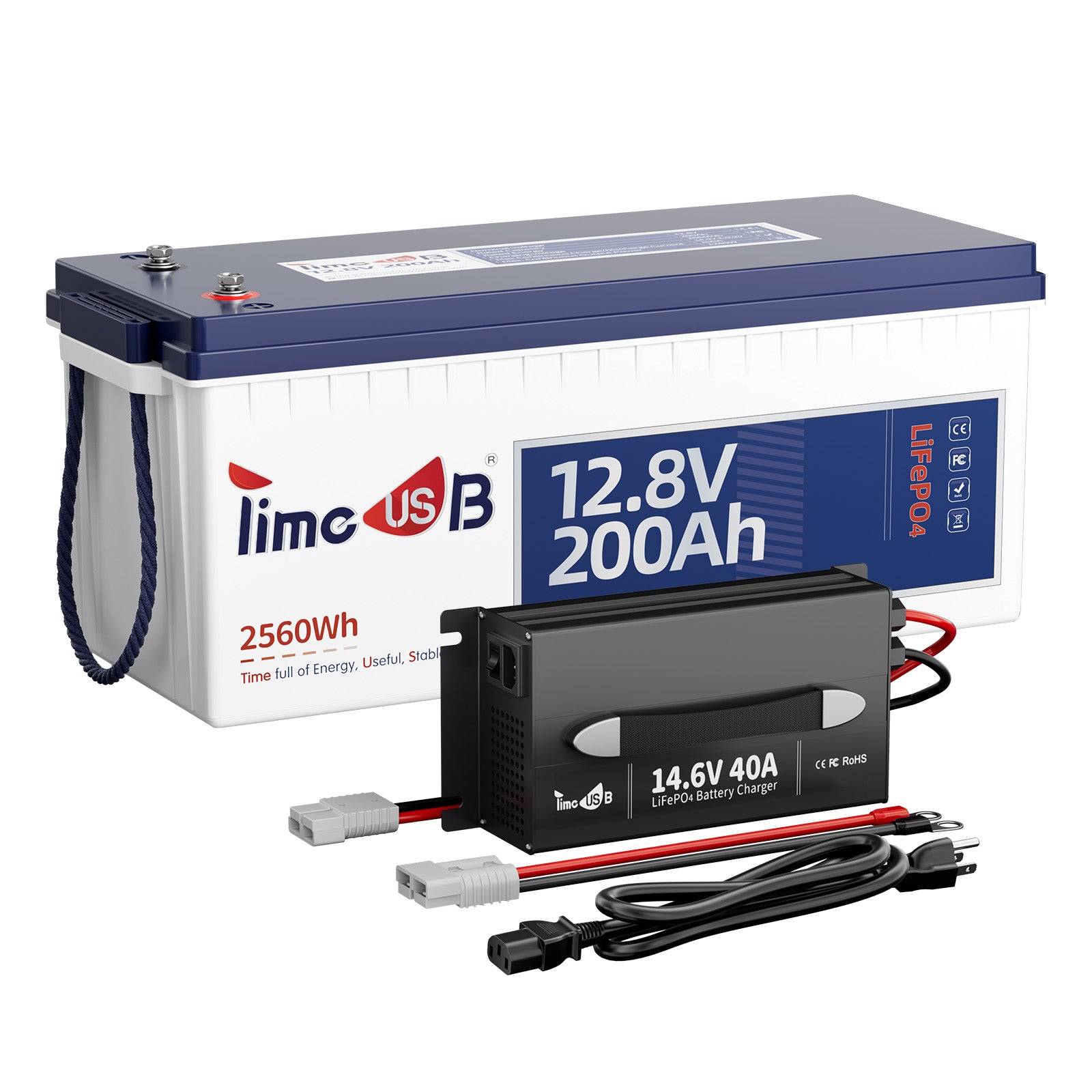 Timeusb 12V 200Ah LiFePO4 Solar Battery, Deep Cycle Battery with 100A BMS