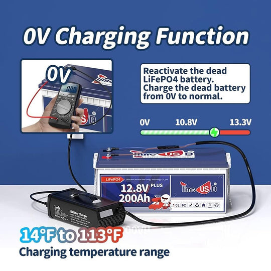0V charging function of Timeusb 14.6V 40A LiFePO4 battery charger