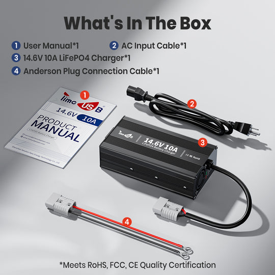 Timeusb 14.6V 10A Fast Charging LiFePO4 Battery Charger