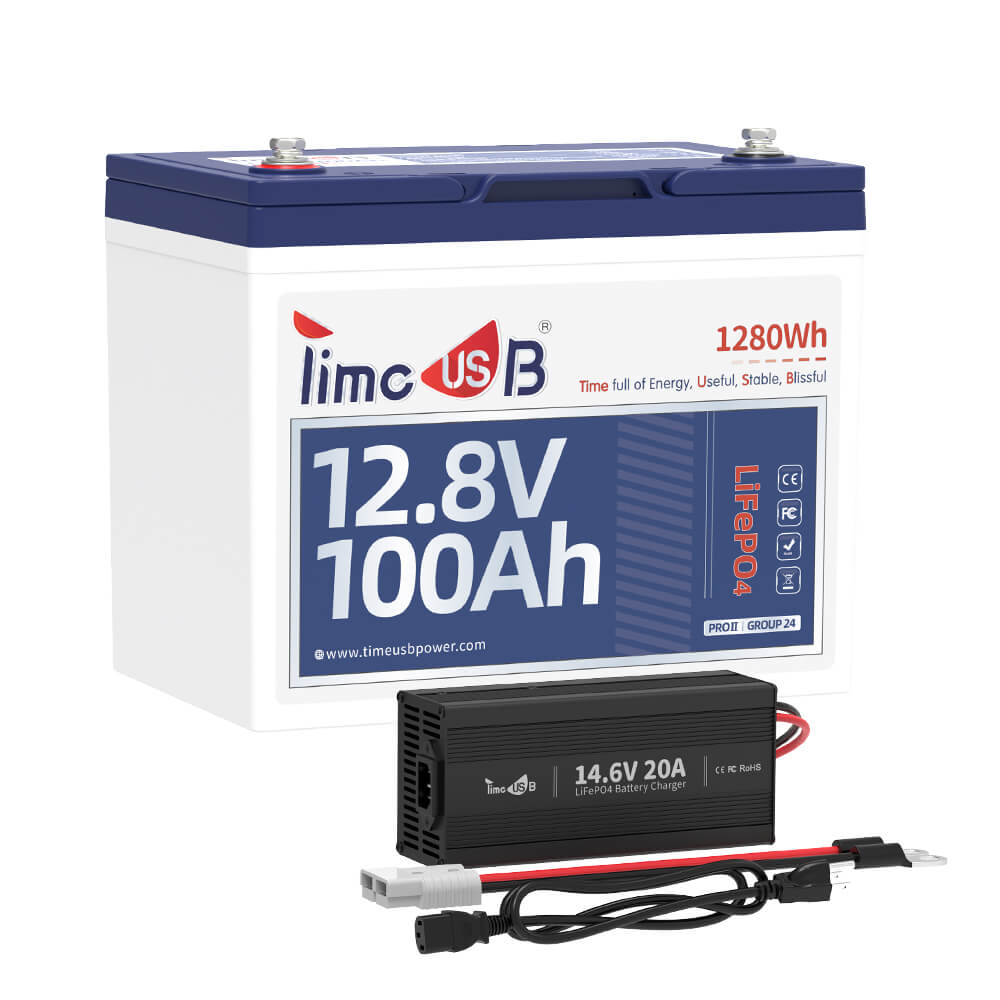 12V 100Ah Group 24 New Lithium Battery with 14.6V 20A Charger