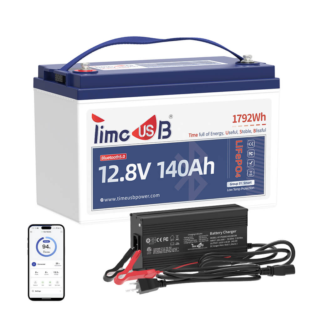 12V 140Ah  Smart Lithium Battery with 14.6V 10A Charger