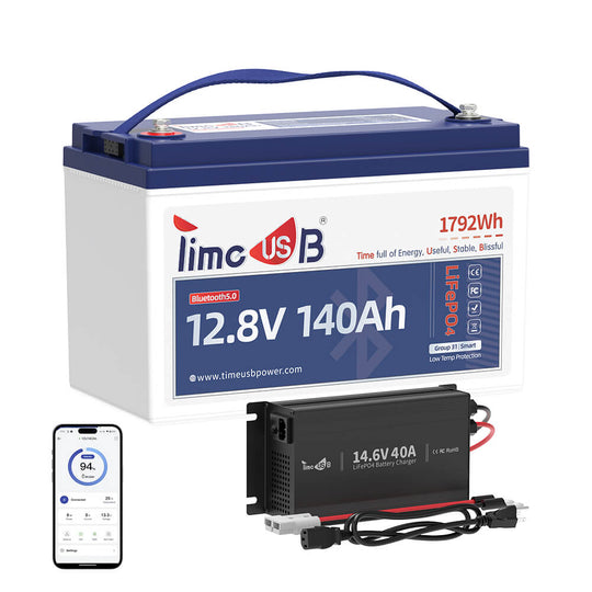 12V 140Ah  Smart Lithium Battery with 14.6V 40A Charger