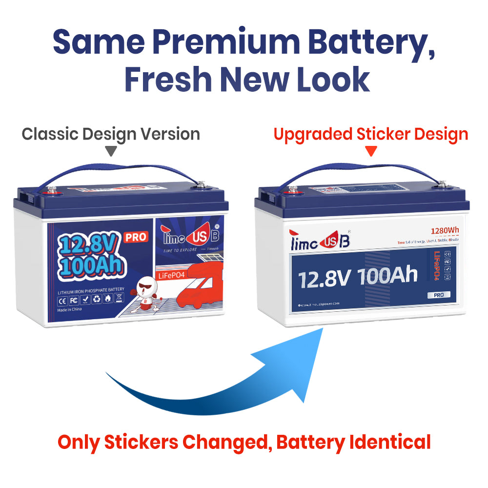 【New Version】Timeusb 12V 100Ah Pro LiFePO4 Lithium RV Battery