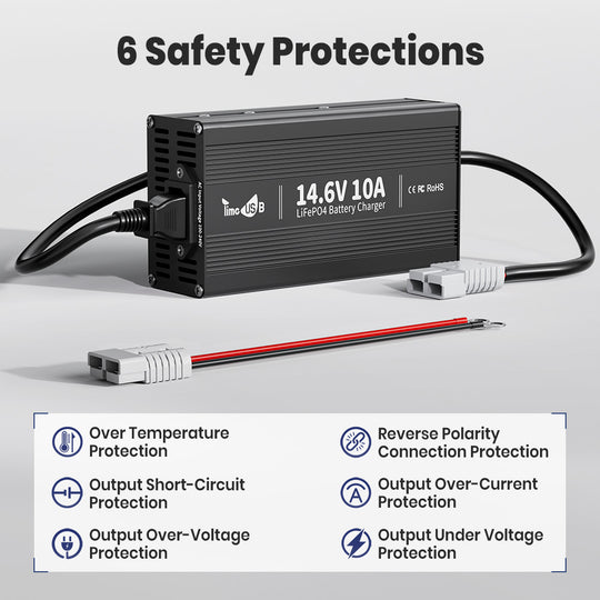 Timeusb 14.6V 10A Fast Charging LiFePO4 Battery Charger