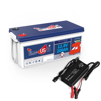 Timeusb 12V 200Ah LiFePO4 Battery, 2560Wh & 100A BMS