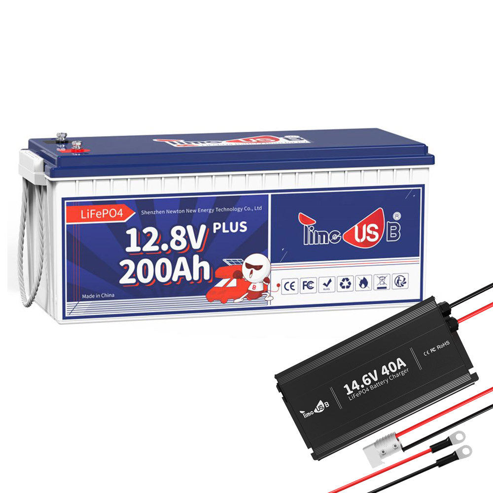 Timeusb 12V 200Ah Plus LiFePO4 Battery, 2560Wh & 200A BMS