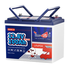 Second-Hand【New Version】Timeusb 12V 100Ah Group 24 Deep Cycle RV Battery