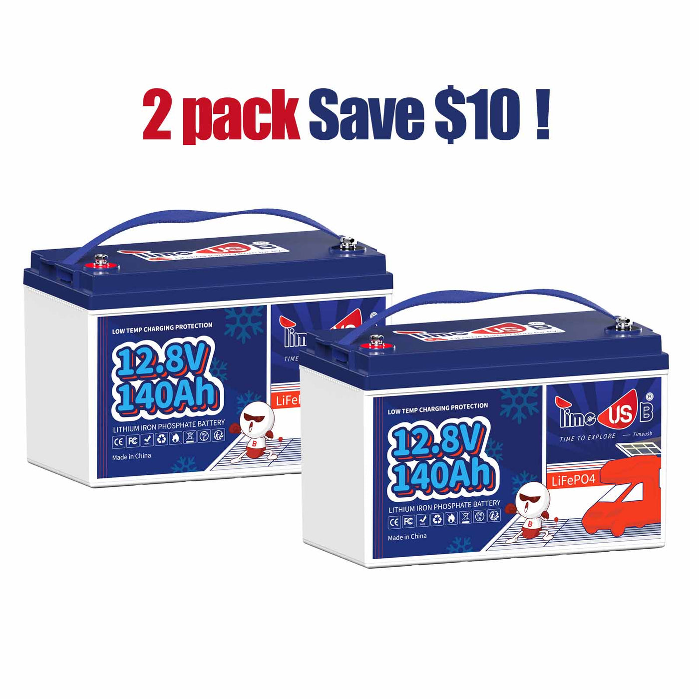 Timeusb 12V 140Ah LiFePO4 Battery | 1792Wh & 1280W | 100A BMS