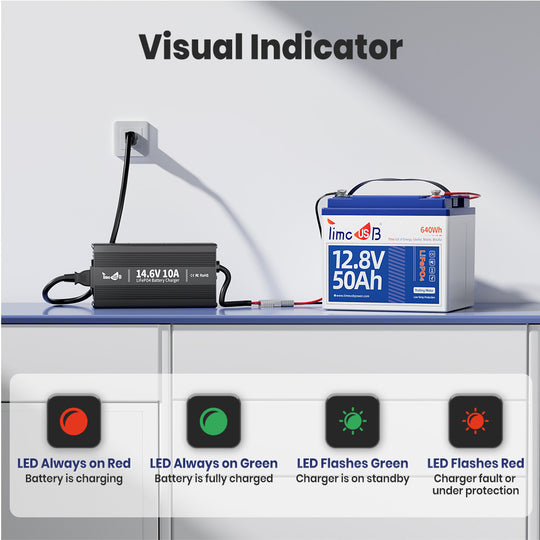 Timeusb 14.6V 10A Fast Charging LiFePO4 Battery Charger