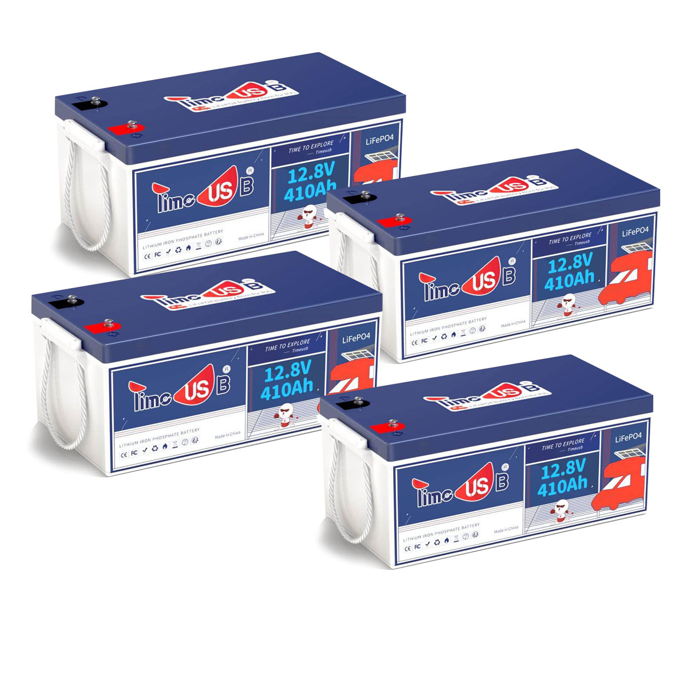 Timeusb 12V 410Ah LiFePO4 battery | 5.24kWh & 3.2kW | 250A BMS