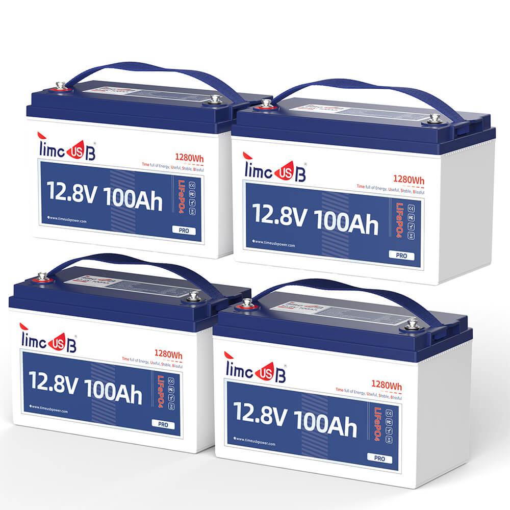 4 Pack Timeusb 12V 100Ah Pro LiFePO4 Lithium Battery