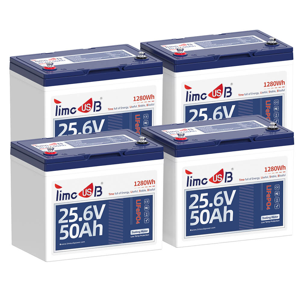 4 Pack Timeusb 24V 50Ah Lithium Trolling Motor Battery with Low-Temperature Protection