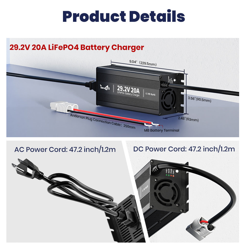 Timeusb 24V 20A AC-to-DC Battery Charger（Mini Size）