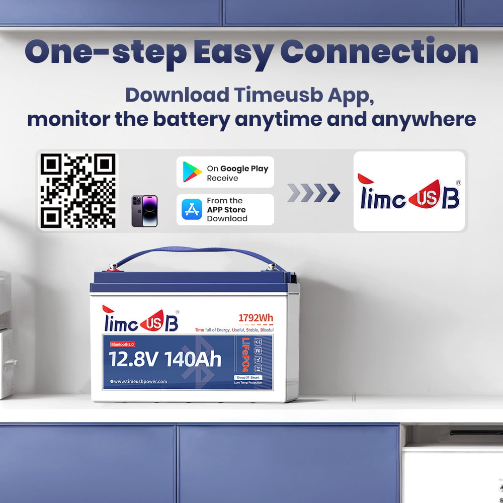 Bluetooth connection method of Timeusb 12V 140Ah Smart LiFePO4 Battery