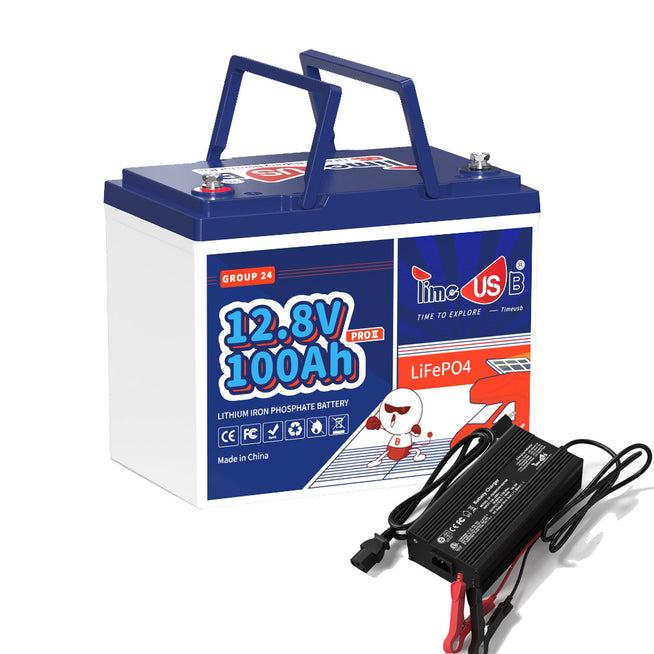 Timeusb 12V 100Ah Group24 LiFePO4 Battery, 1280Wh & 100A BMS
