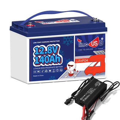 Timeusb 12V 140Ah LiFePO4 Battery, 1792Wh &  With Low-Temp Protection