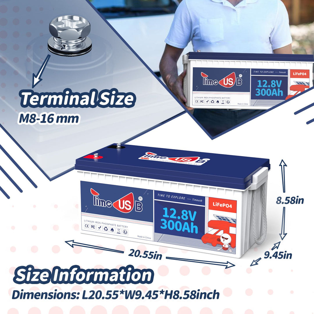 The size of Timeusb 12V 300Ah LiFePO4 lithium Battery