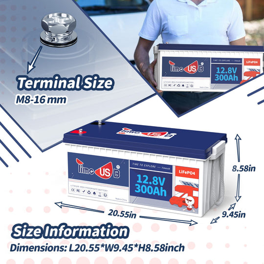 The size of Timeusb 12V 300Ah LiFePO4 lithium Battery