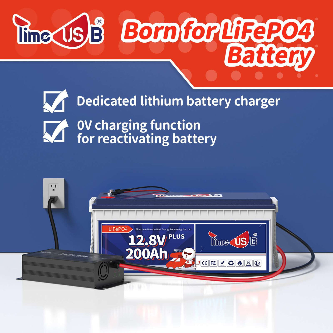 Timeusb 14.6V 40A Fast Charging LiFePO4 Battery Charger