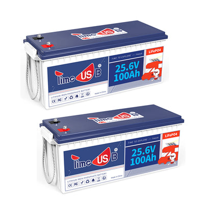 Timeusb 24V 100Ah LiFePO4 Battery, 2560Wh & 100A BMS