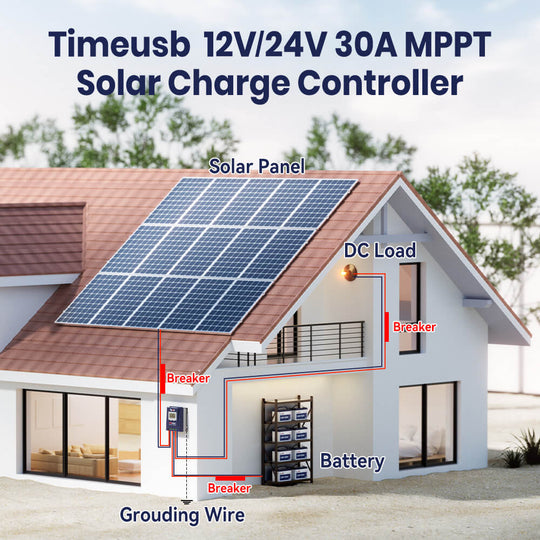 Timeusb 12V24V 30A MPPT solar charge controller used in off-grid, house solar system