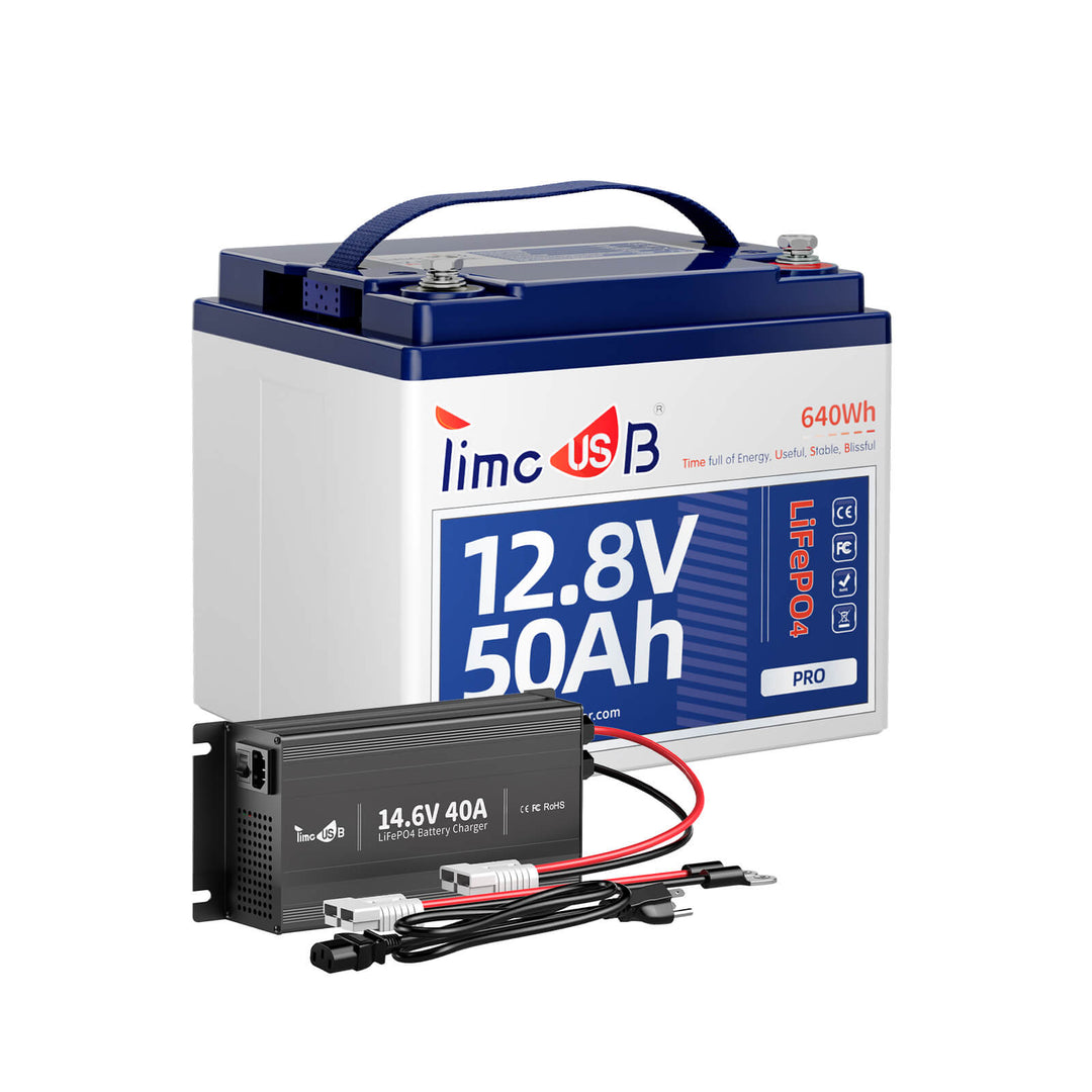 Timeusb 12V 50Ah lithium ion battery Pro with 12V 40A lithium battery charger