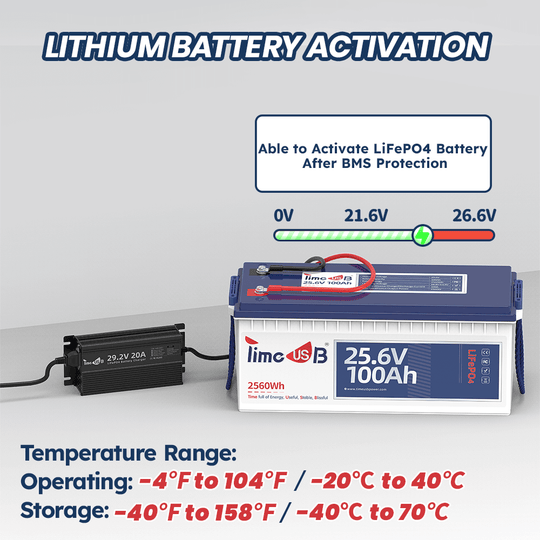 Timeusb 29.2V 20A battery charger can activate lithium battery after BMS protection