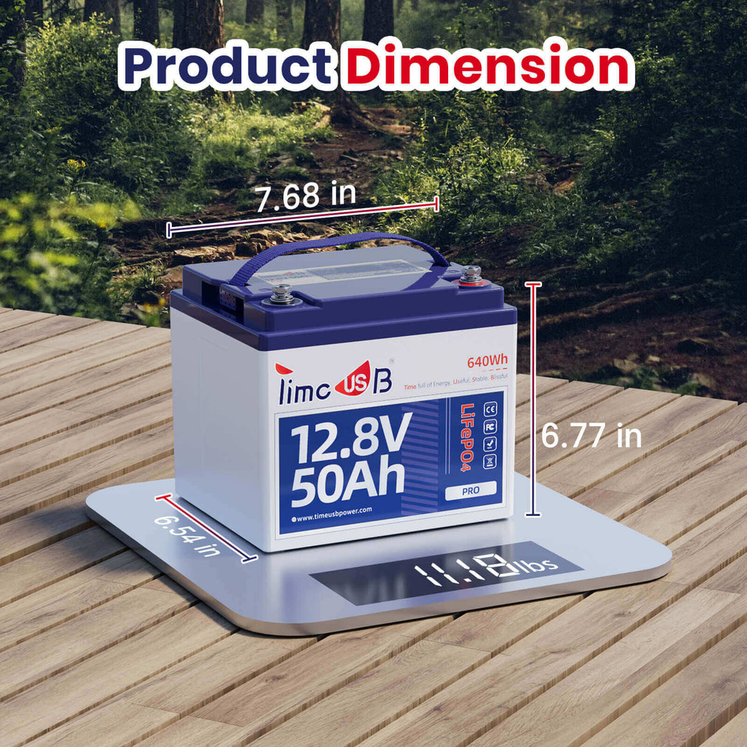 Timeusb battery size of 12V 50Ah battery Pro