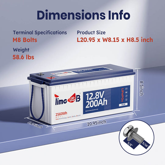 dimensions, size, weight of Timeusb 12V 200Ah Plus lithium battery