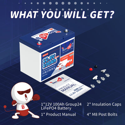 Timeusb 12V 100Ah Group24 LiFePO4 Battery
