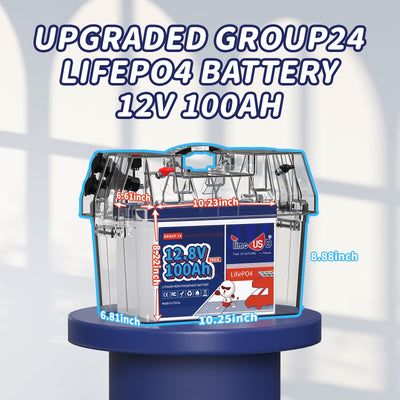 Timeusb 12V 100Ah Group24 LiFePO4 Battery