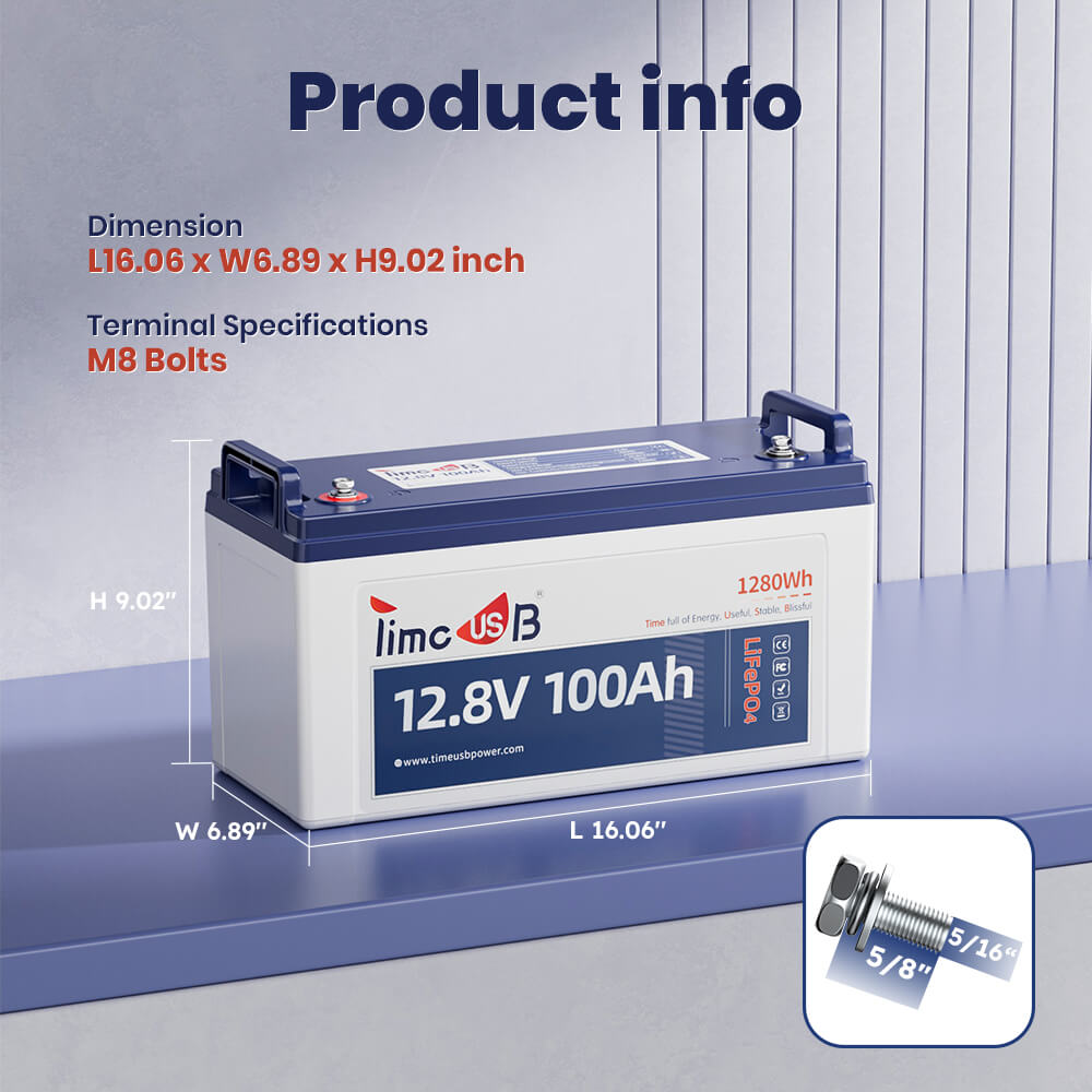 size dimension weigh of Timeusb 12V 100Ah lithium battery basic