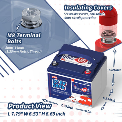 Timeusb 12V 50Ah LiFePO4  Battery| 640Wh & 640W | 50A BMS