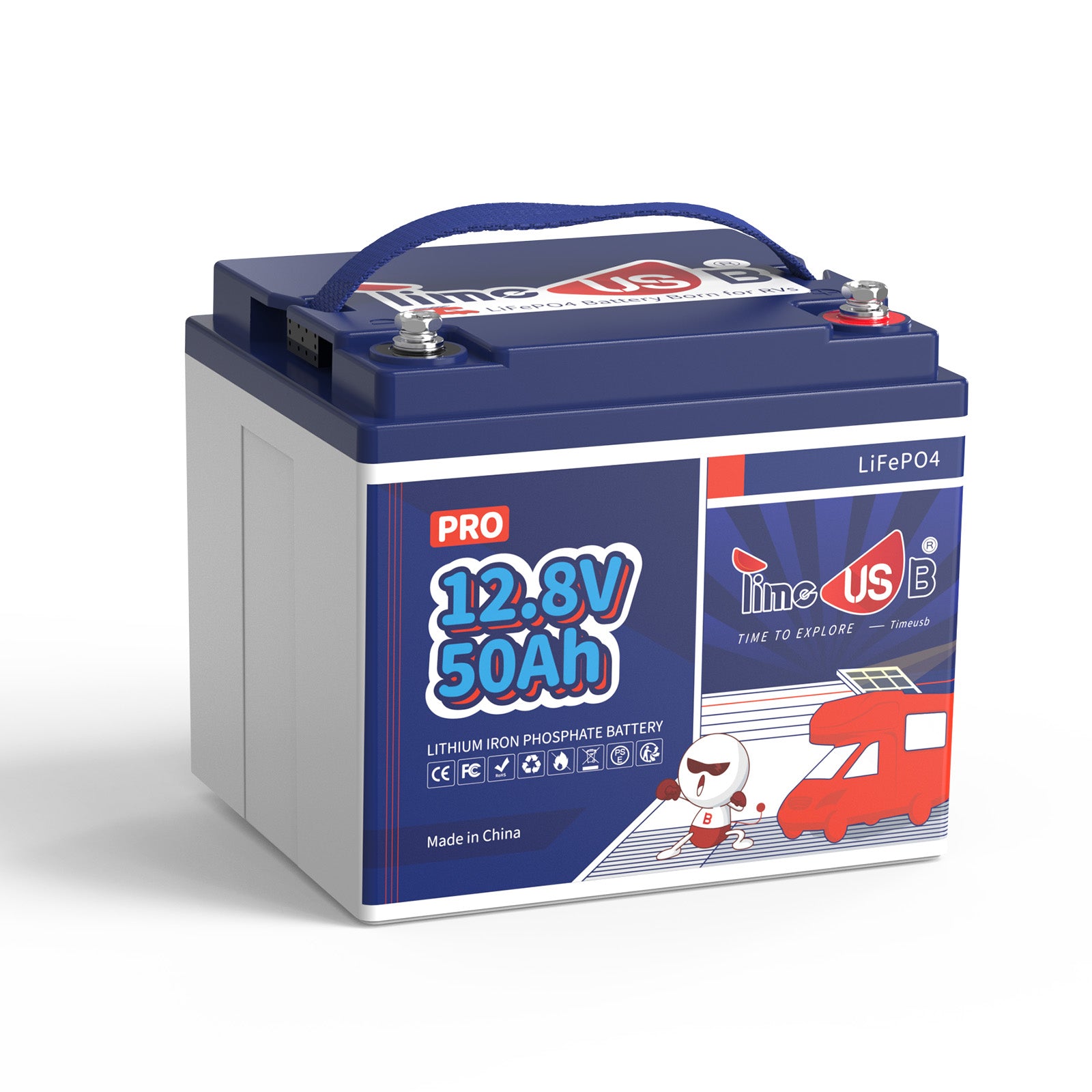 Timeusb 12V 50Ah LiFePO4  Battery| 640Wh & 640W | 50A BMS