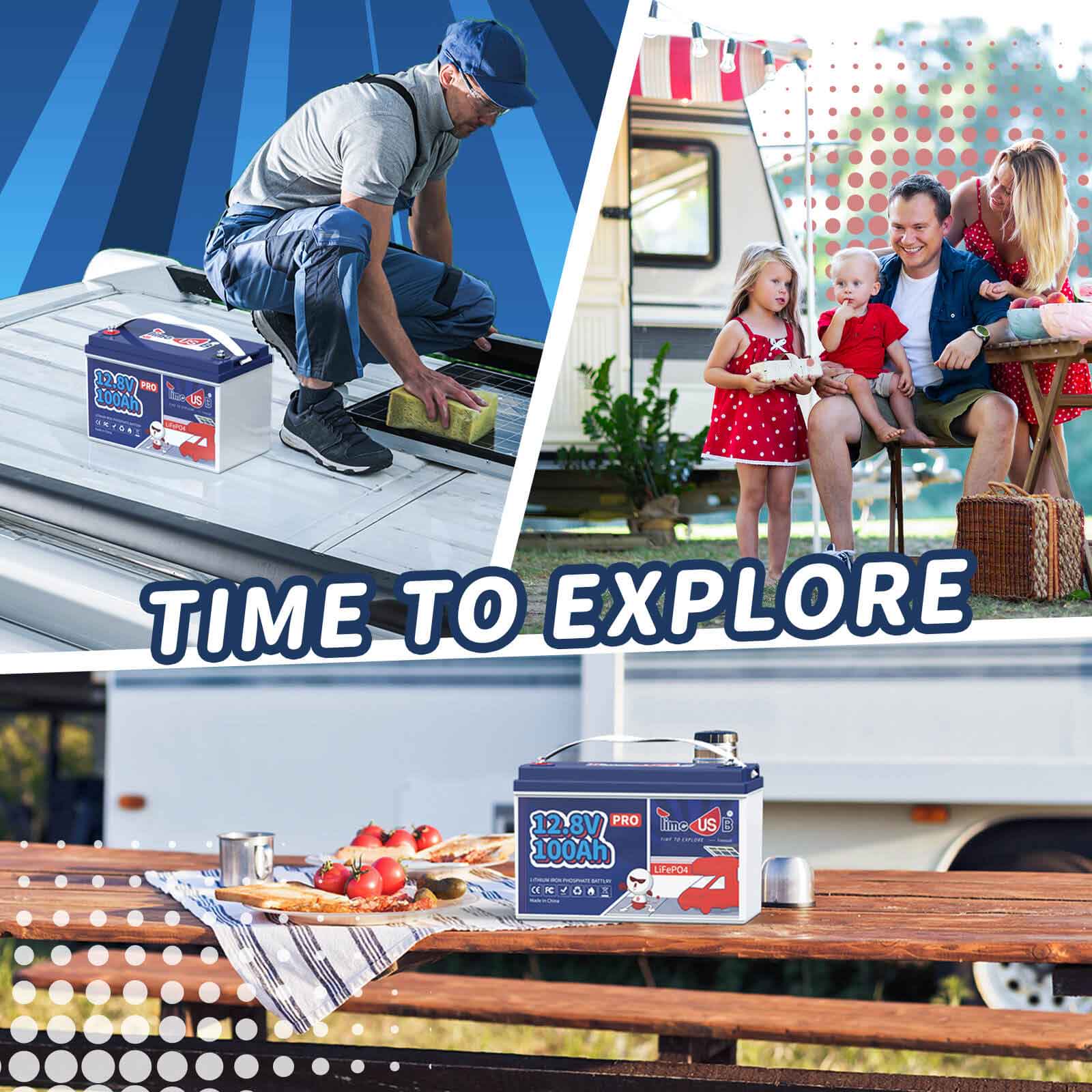 Second-hand Timeusb 12V 100Ah Pro LiFePO4 Lithium Deep Cycle Battery