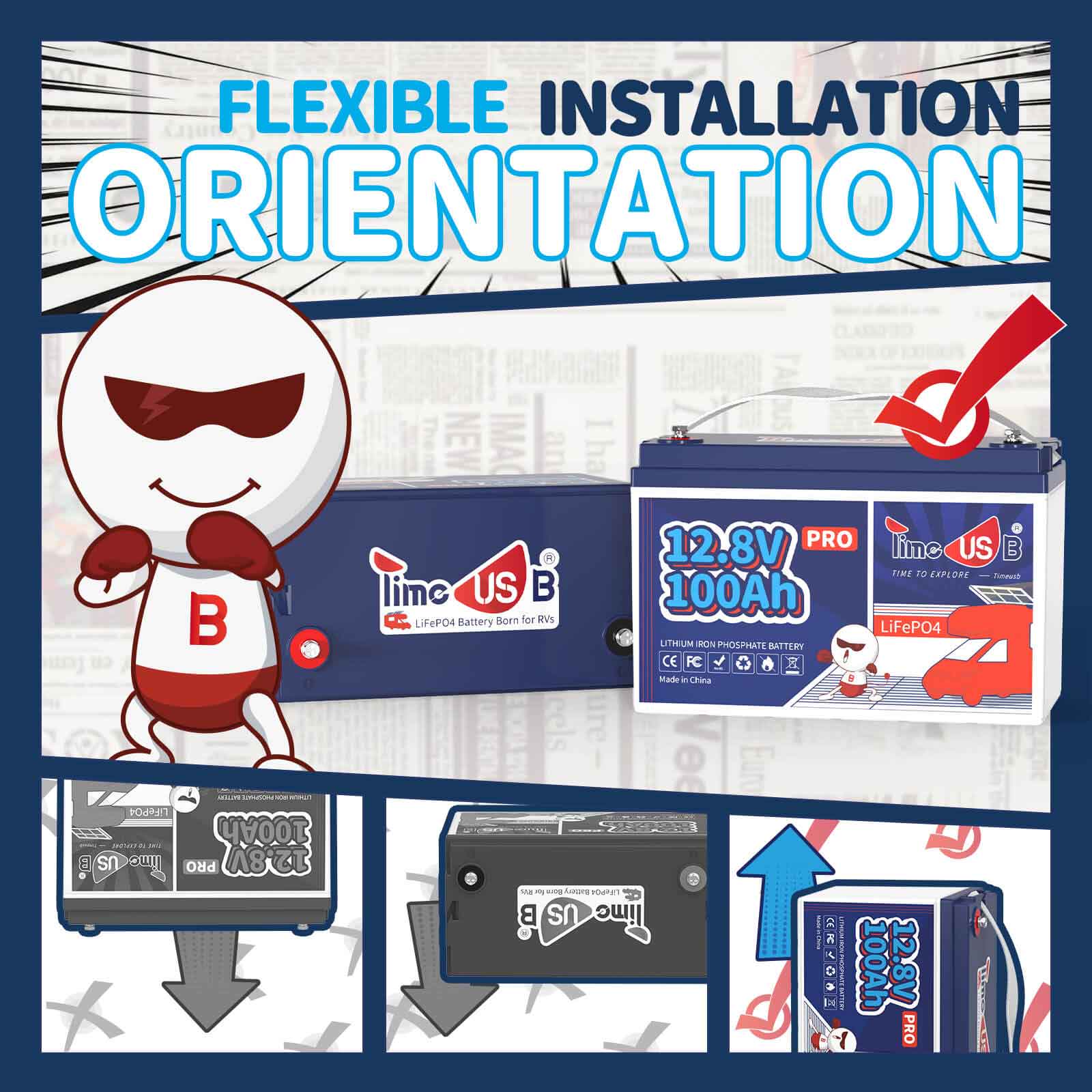 Second-hand Timeusb 12V 100Ah Pro LiFePO4 Lithium Deep Cycle Battery