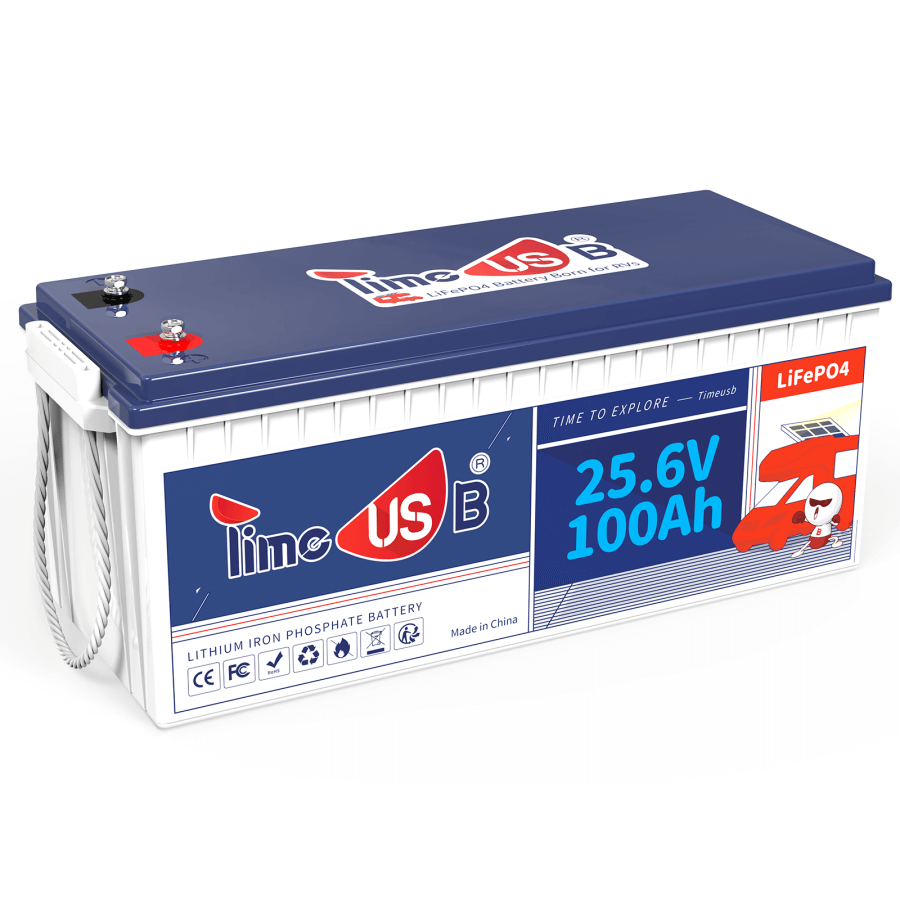 Timeusb 24V 100Ah LiFePO4 Battery, 2560Wh & 100A BMS