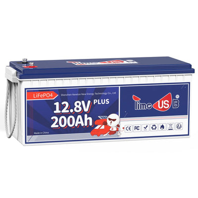 Timeusb 12V 200Ah Plus LiFePO4 Battery, 2560Wh & 200A BMS