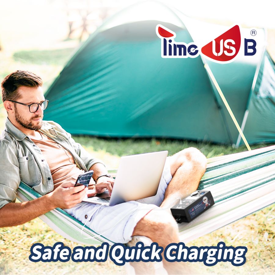 Timeusb DC Battery Socket Outlet with Multi Ports, Max. 40A Current with QC3.0 Fasting Charging , Mini Body and Portable, Perfect for Outdoors RV Camping Travel Hunting Fishing Emergency
