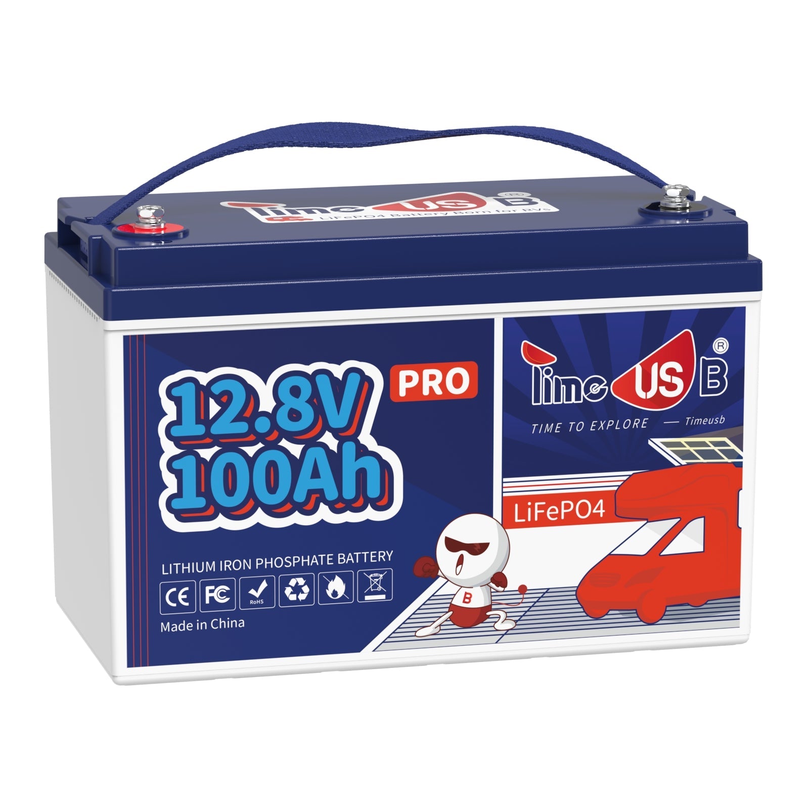 Timeusb 12V 100Ah Pro LiFePO4 Lithium Deep Cycle Battery